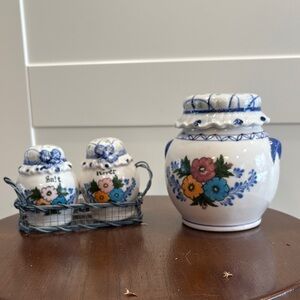 Floral Ceramic Spice Jars Set